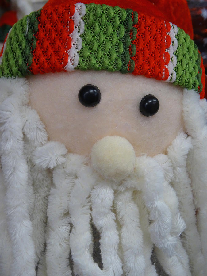 Cuddly toy cartoon Santa Claus / Father Christmas, dreadlocks white-beard, Photograph by Mtreasure