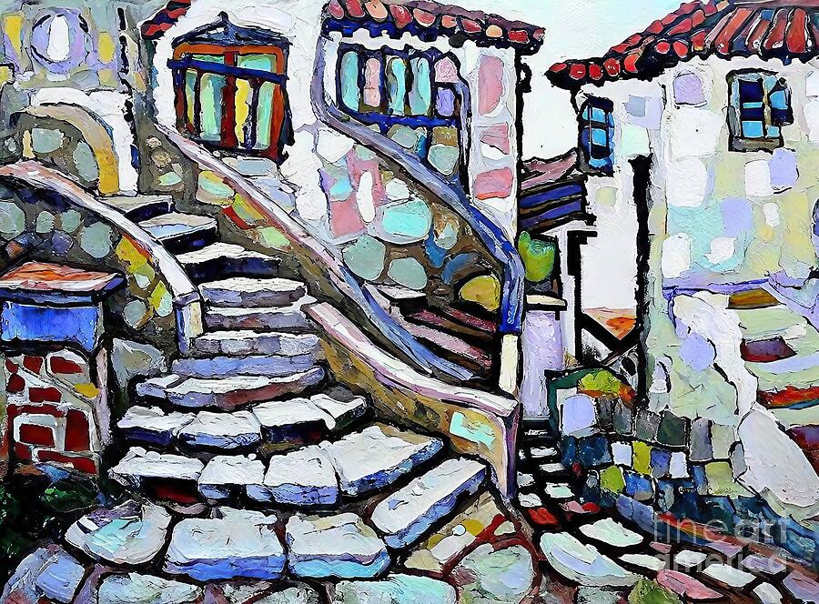 Cudillero1 Painting fairy tale french villages landscape france ...