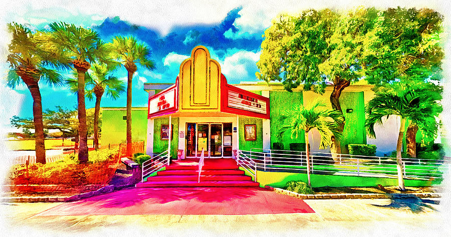 Cultural Park Theater in Cape Coral - watercolor painting Digital Art by Nicko Prints