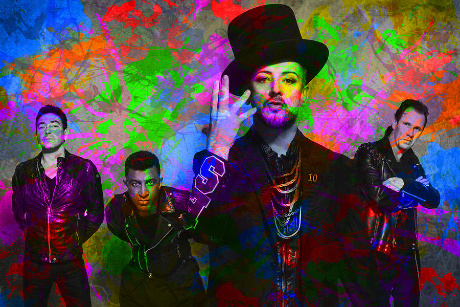 Culture Club Mixed Media - Culture Club Boy George Band Paint Splatters Portrait by Design Turnpike