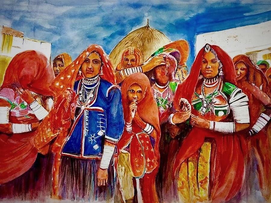 Culture in cholistan. Painting by Khalid Saeed