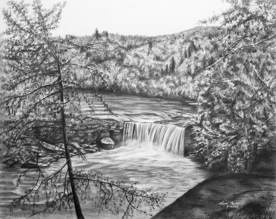 Cumberland Falls Drawing Drawing by Lena Auxier