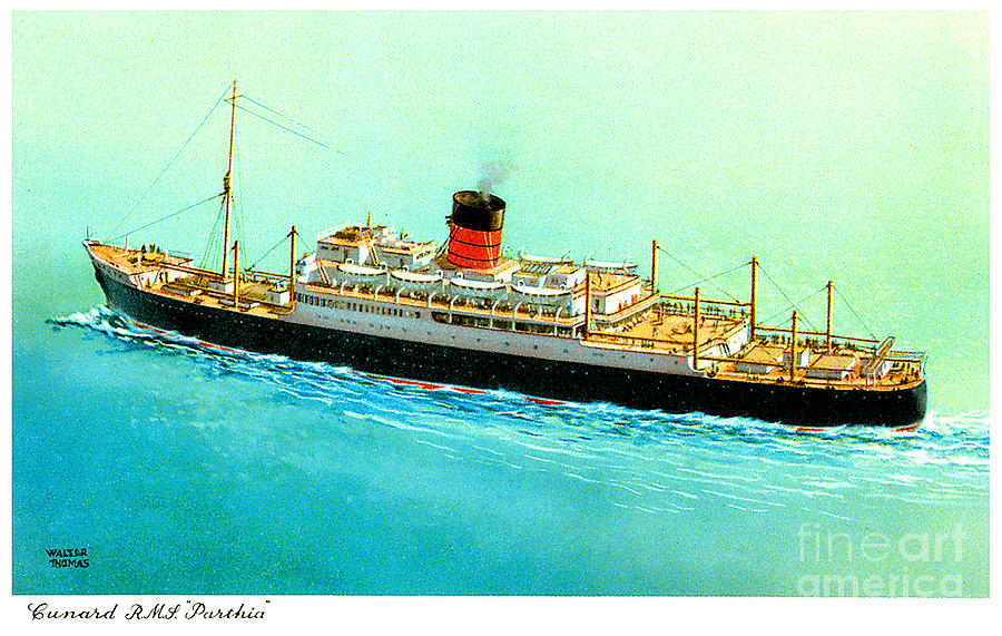 Cunard RMS Parthia 1948 Postcard by Walter Thomas