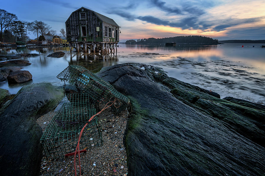 Landscape Photograph - Cundys Harbor During Blue Hour by Rick Berk