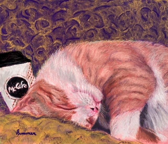 Cup of Coffee and a Nap Pastel by Sandy Hemmer