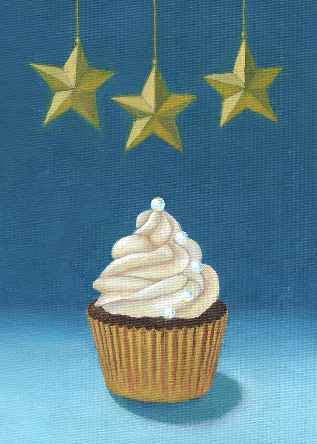 Cupcake and Stars Painting by Kazumi Whitemoon