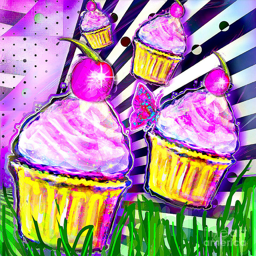 Cupcake Field Digital Art by BelleAme Sommers