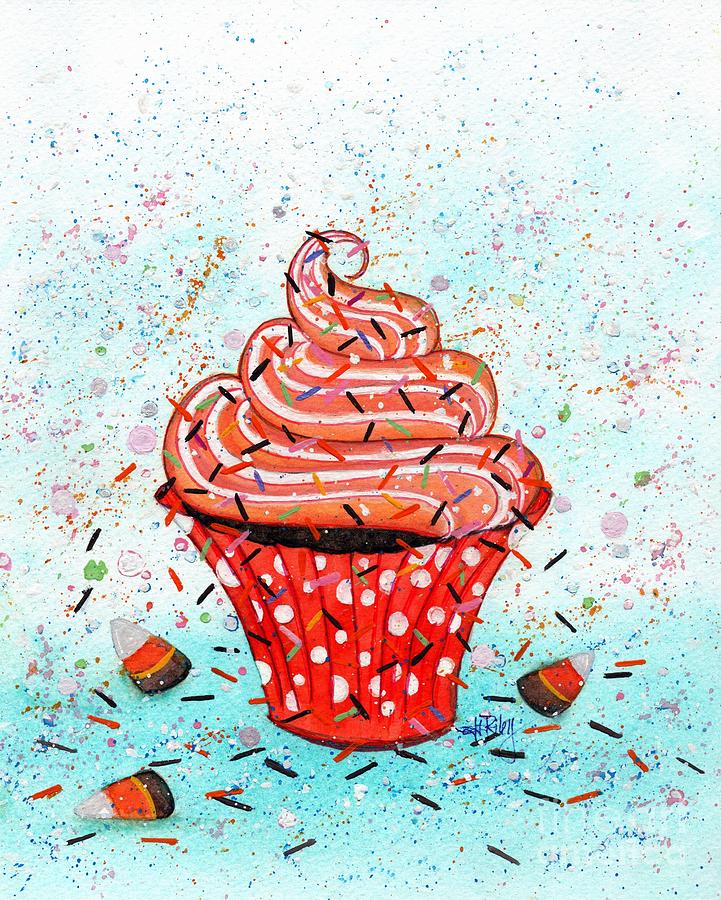 Cupcake Halloween Celebration  Painting by Janine Riley