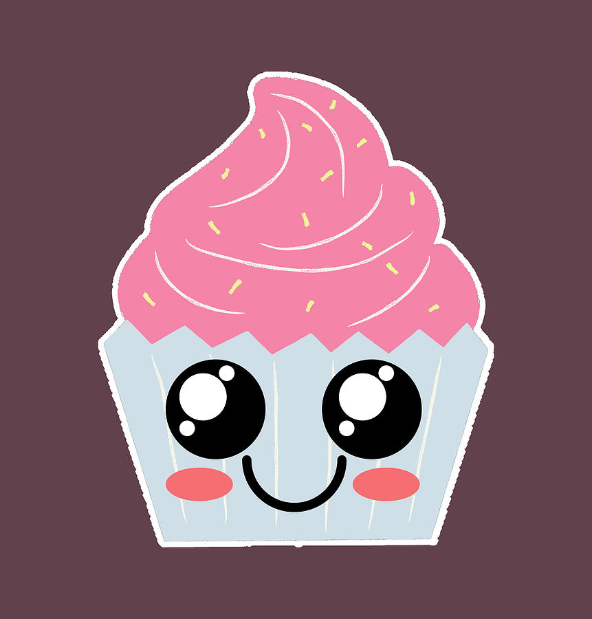 Cupcake Kawaii Cute Sweet Happy Face Digital Art by Aaron Geraud - Fine Art  America