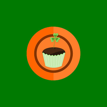 Cupcake On Orange Plate Digital Art