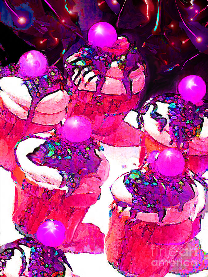 Cupcakes and the Shooting Stars Digital Art by BelleAme Sommers