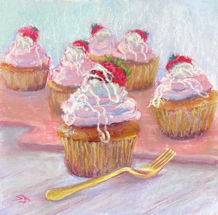 Cupcakes in Pink Painting by Susan Jenkins