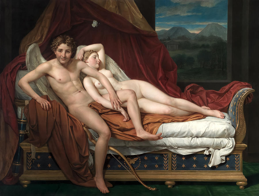 Paris Painting - Cupid and Psyche by Jacques-Louis David by Mango Art