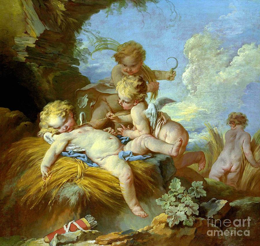 Cupid as a Reaper Painting by Francois Boucher