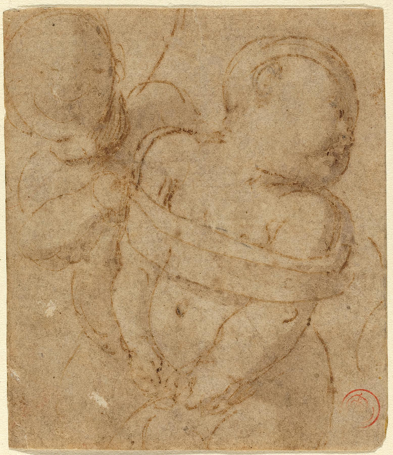 Cupid Bound Drawing by Attributed to Raphael