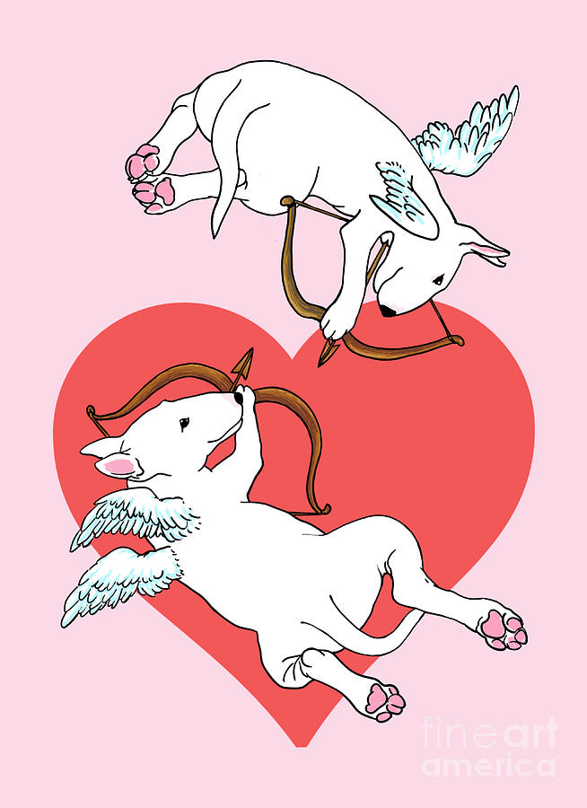 Cupid Bull Terriers Drawing by Jindra Noewi