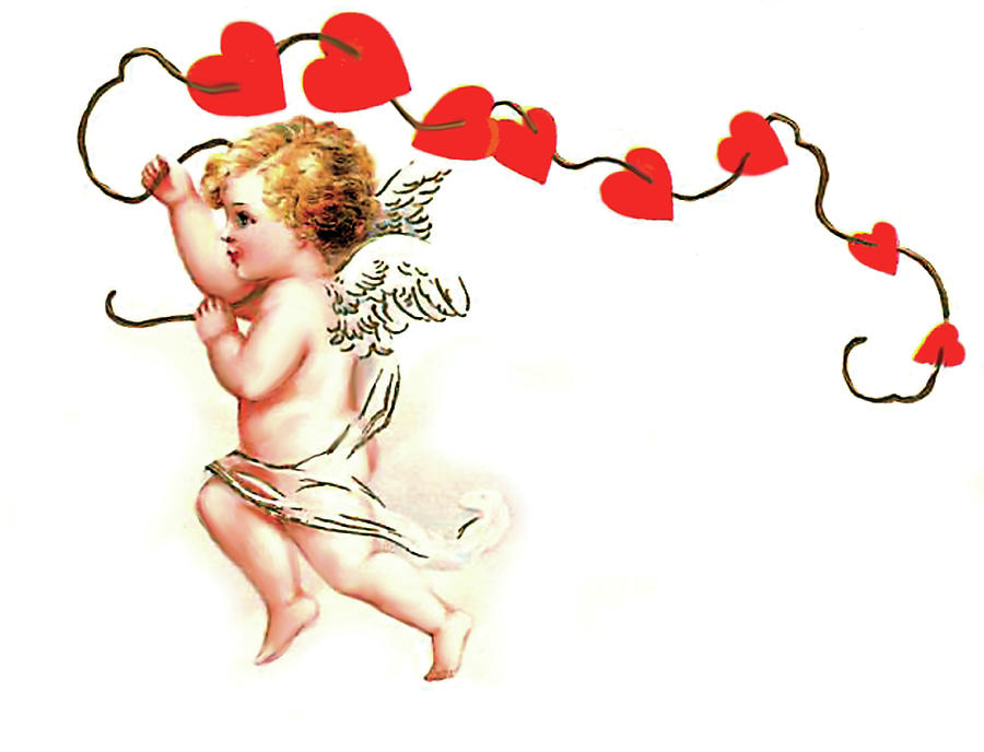 Fantasy Digital Art - Cupid with Hearts by Long Shot