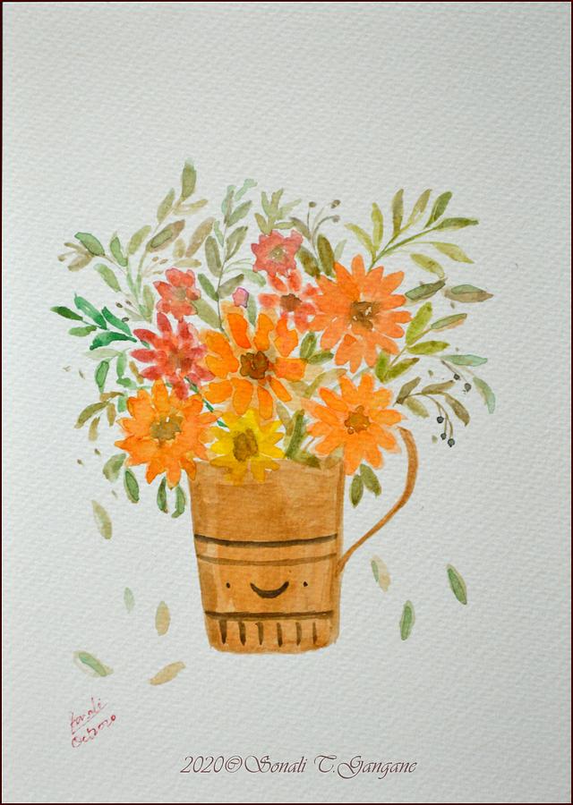 Flower Painting - Cuppa Flowers by Sonali Gangane