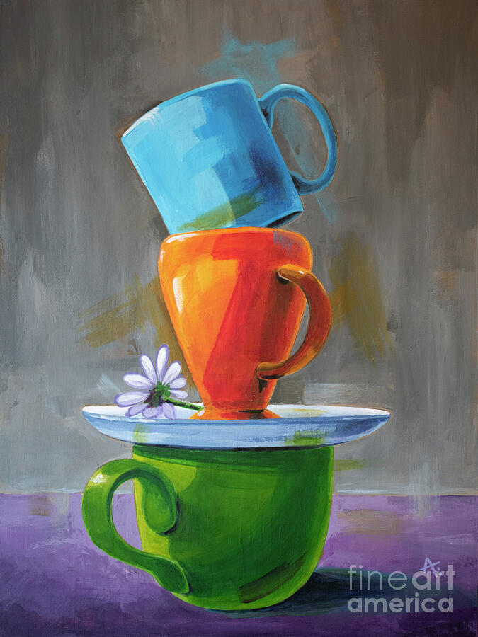 Cups of Kindness-Peace Painting by Annie Troe