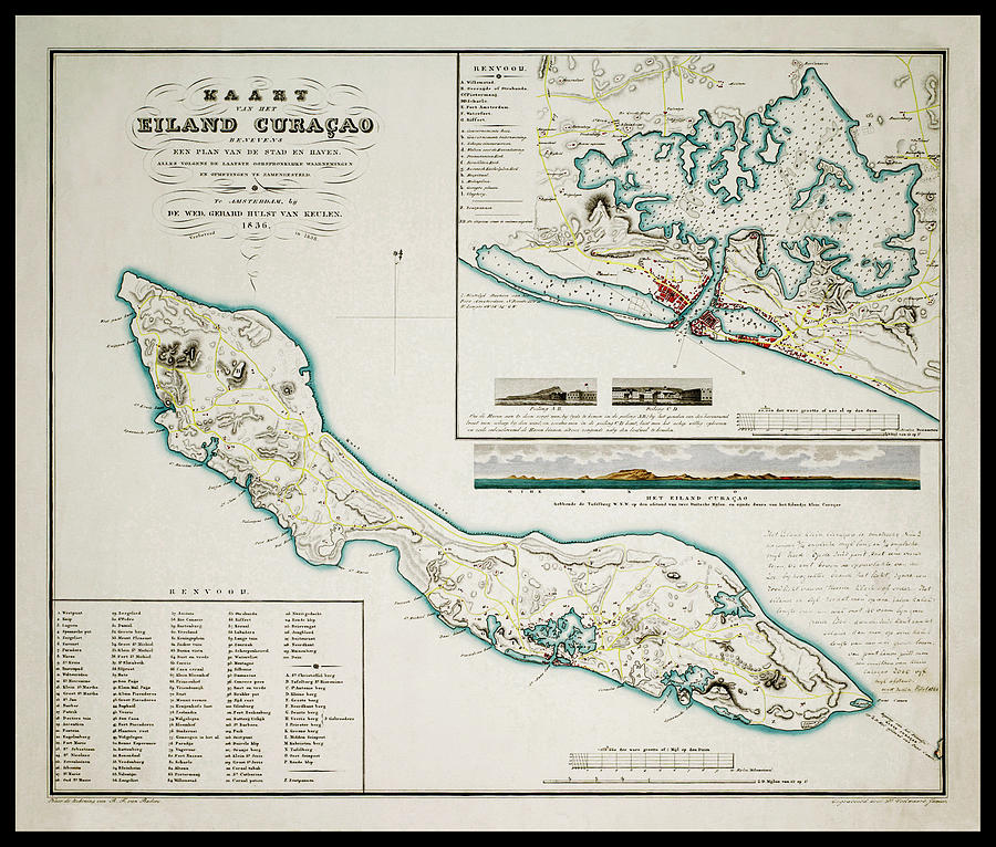 Vintage Photograph - Curacao Vintage Historical Map 1836 by Carol Japp