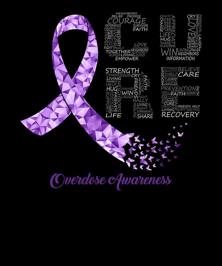 CURE Purple Ribbon Overdose Awareness Digital Art by Shannon