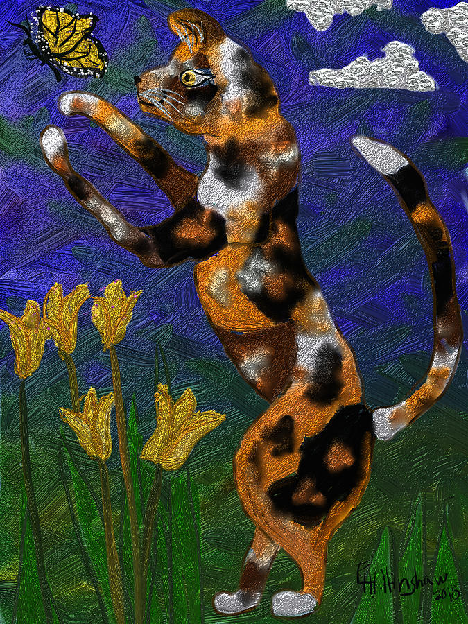 Curious Calico Painting by Lisa Hinshaw