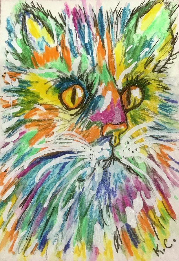 Curious Cat Painting by Kathy Marrs Chandler