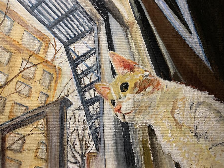 Curious cat Painting by Lynn Shaffer