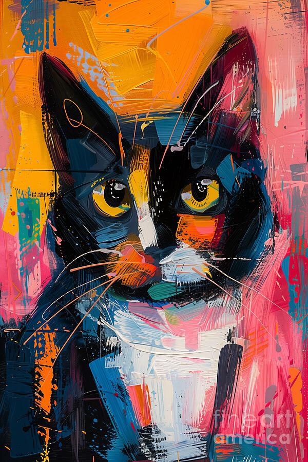 Curious Cat Painting Series 03152024a Digital Art by Carlos Diaz