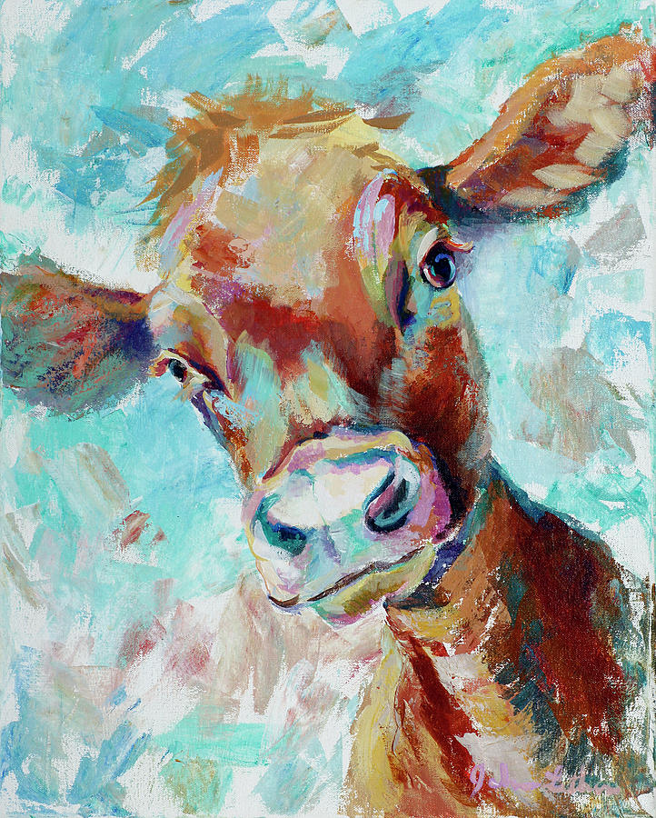 Curious Cow Painting by Johnna Luther - Fine Art America