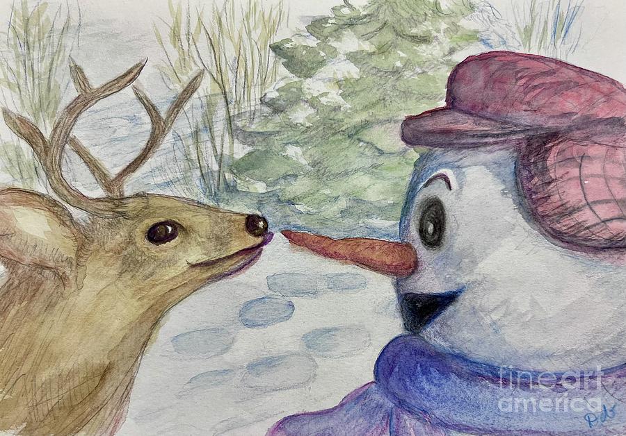 Curious Deer Painting by Deb Stroh-Larson
