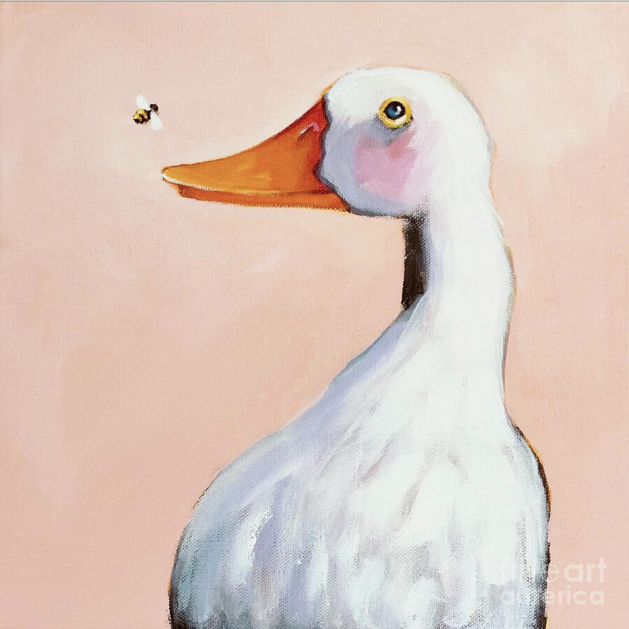 Curious Duck Painting by Lucia Stewart