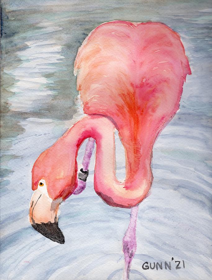 Curious Flamingo Painting by Katrina Gunn