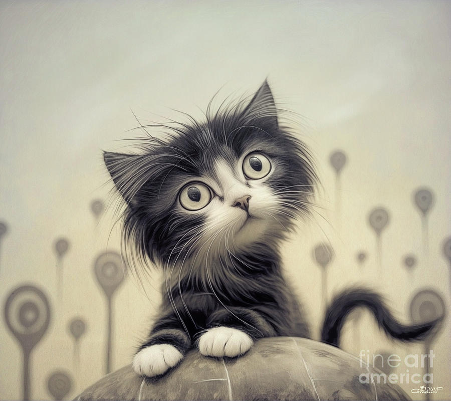 Curious Kitten Digital Art by Jutta Maria Pusl