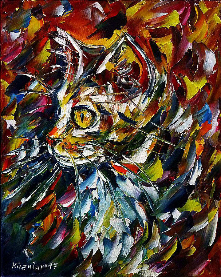 Curious Kitten Painting by Mirek Kuzniar