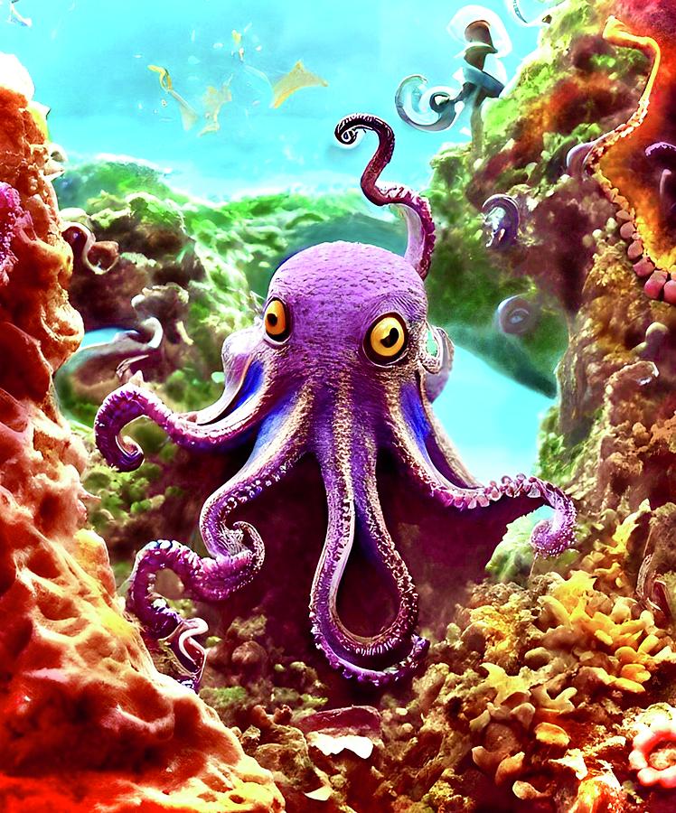 Curious Octopus Digital Art