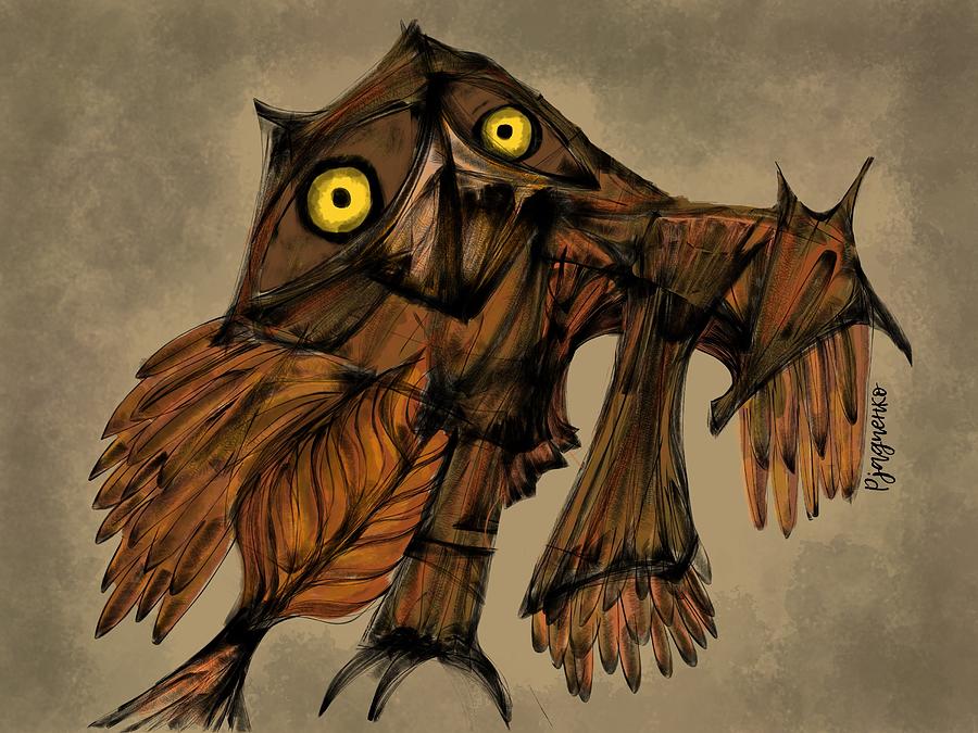 Curious owl Digital Art by Ljev Rjadcenko