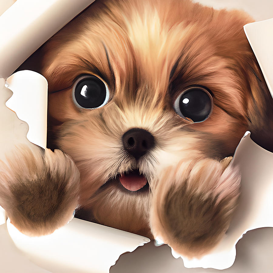 Curious Puppy Dog Digital Art by Amalia Suruceanu