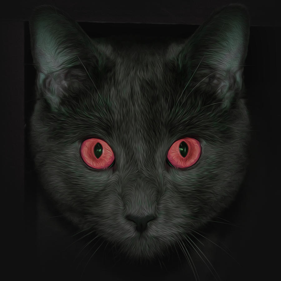 Curious Red Eyes - Digital Oil Paint Digital Art by Mayflower Imaging ...