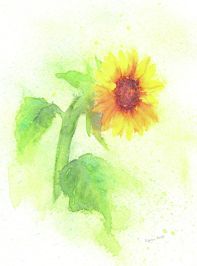 Curious sunflower Painting by Karen Kaspar