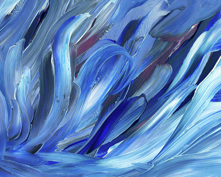 Curling Sea Waves Coastal Breeze Unique Abstract Art Painting by Irina Sztukowski
