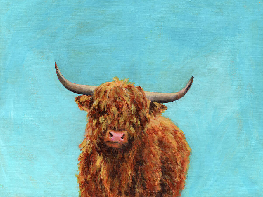 Curly highland cow Painting by Karen Kaspar