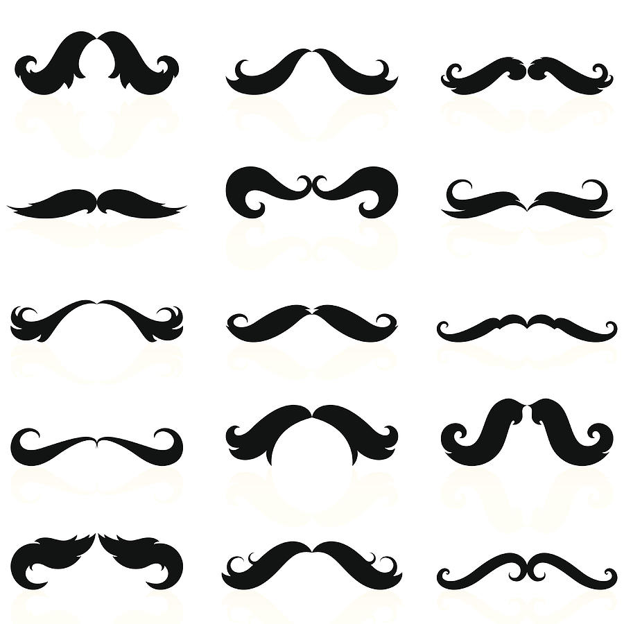 Curly Mustaches Set 05 Drawing by Zakai