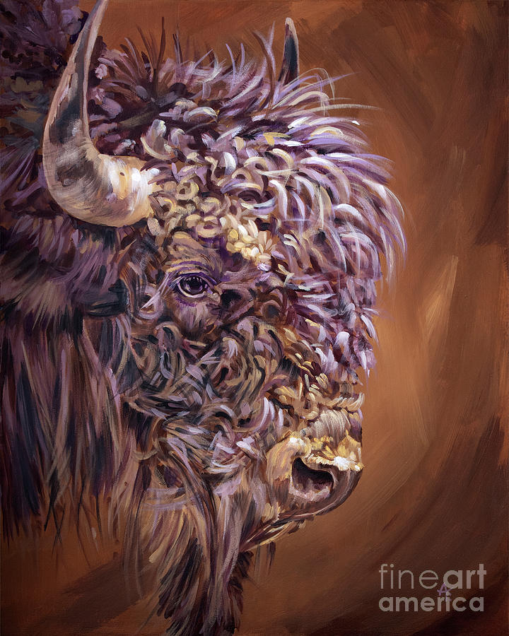 Curly Sue - Buffalo Painting Painting by Annie Troe