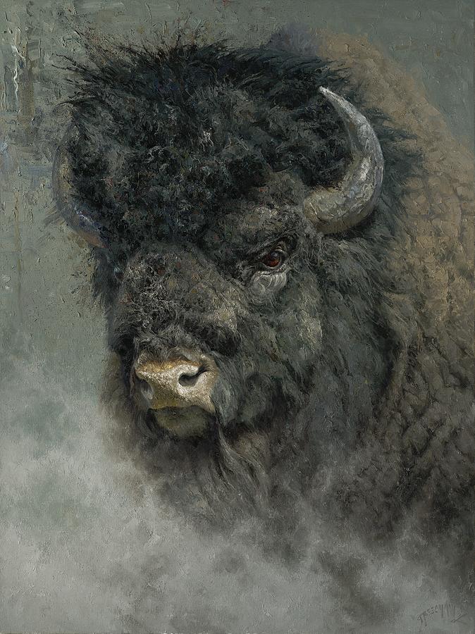 Bison Painting - Curmudgeon by Greg Beecham
