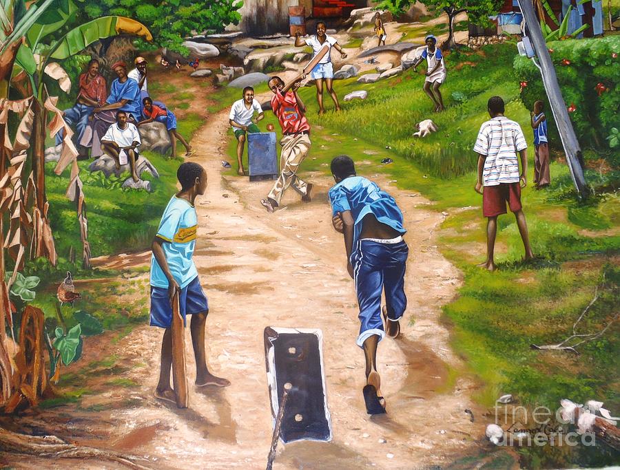 Curry Goat Cricket Painting by Lennox Coke