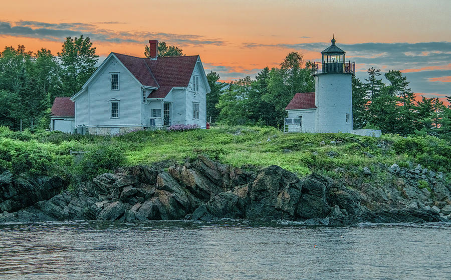 Curtis Island Lighthouse at Days End Photograph by Marcy Wielfaert