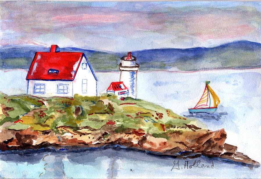 Curtis Island, ME, Lighthouse Painting by Genevieve Holland