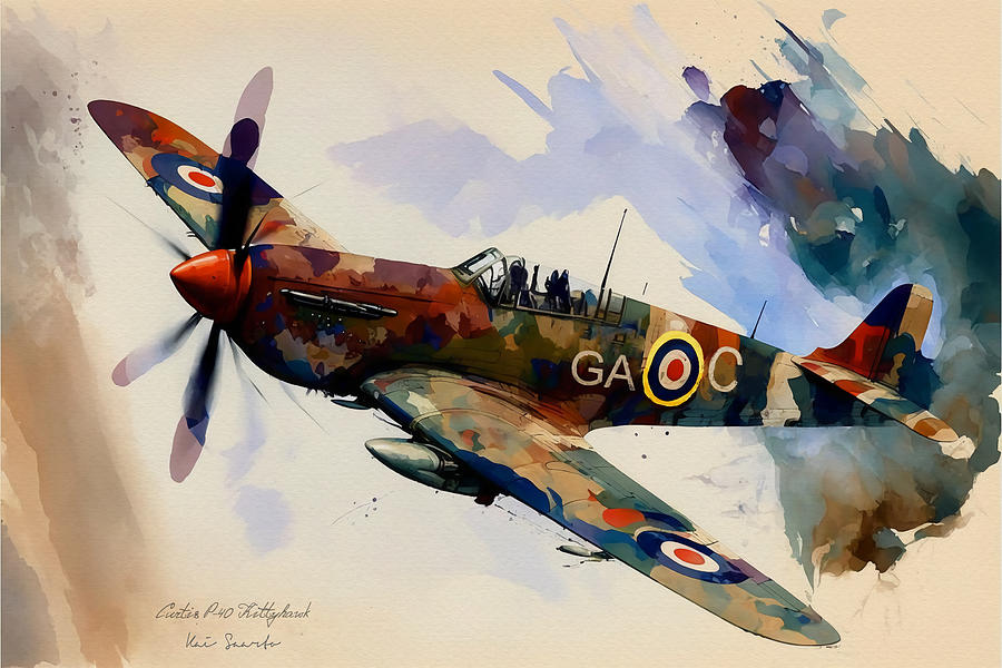 Curtis P-40 Kittyhawk Painting by Kai Saarto