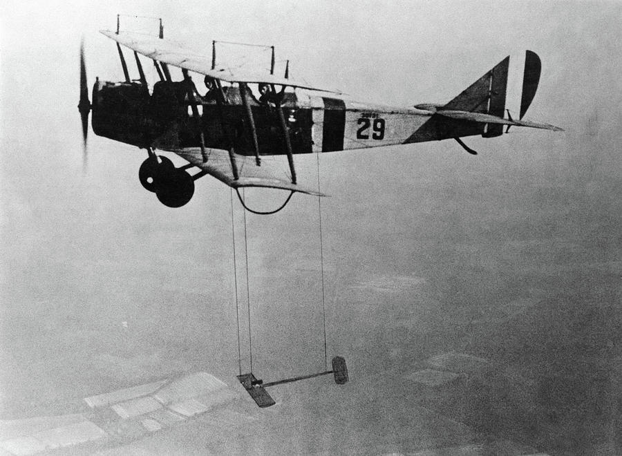 Nasa Photograph - Curtiss JN-4 Jenny Aircraft With Model Wing Suspended by Nasa